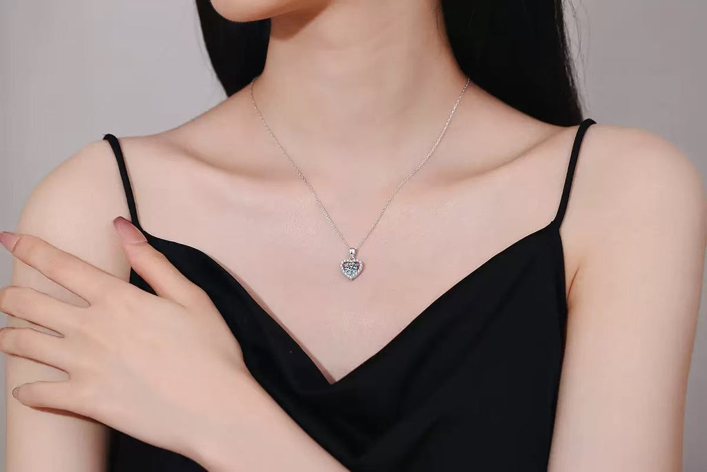 Moissanite Schmuck Set Sweet Heart - Silber (Herzkette)