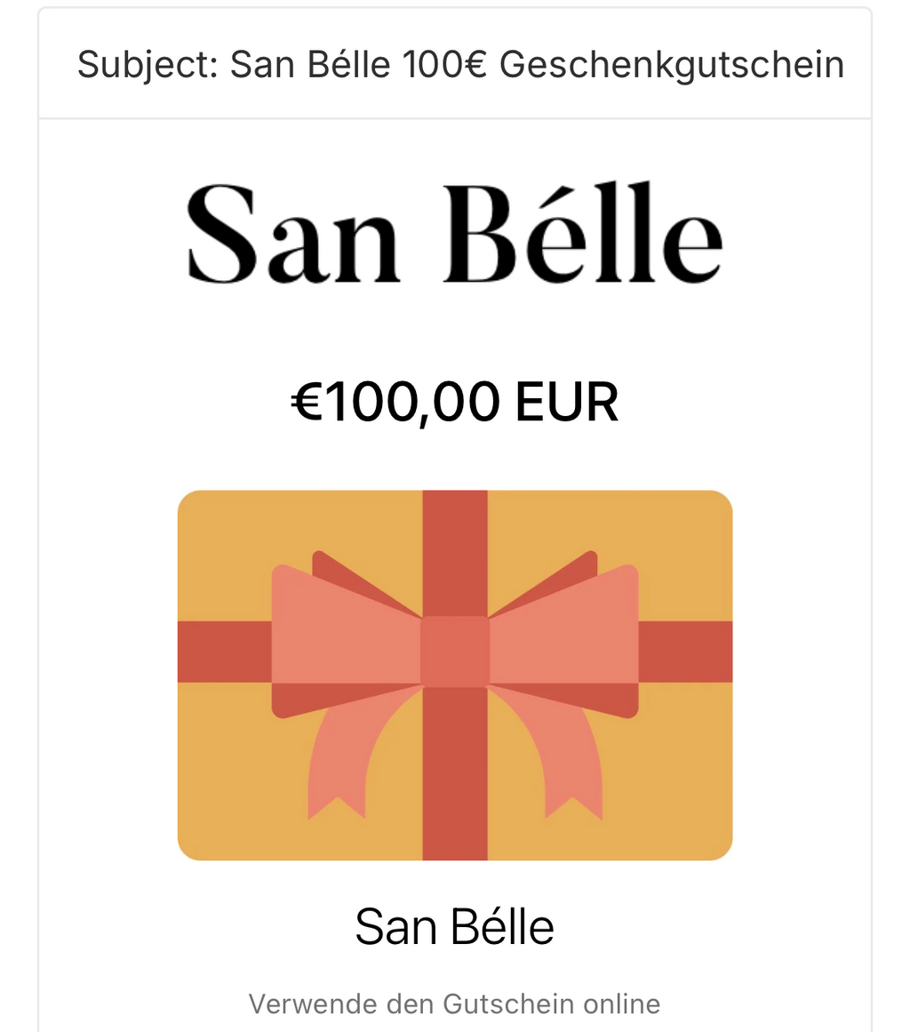 San Bélle Geschenkgutschein
