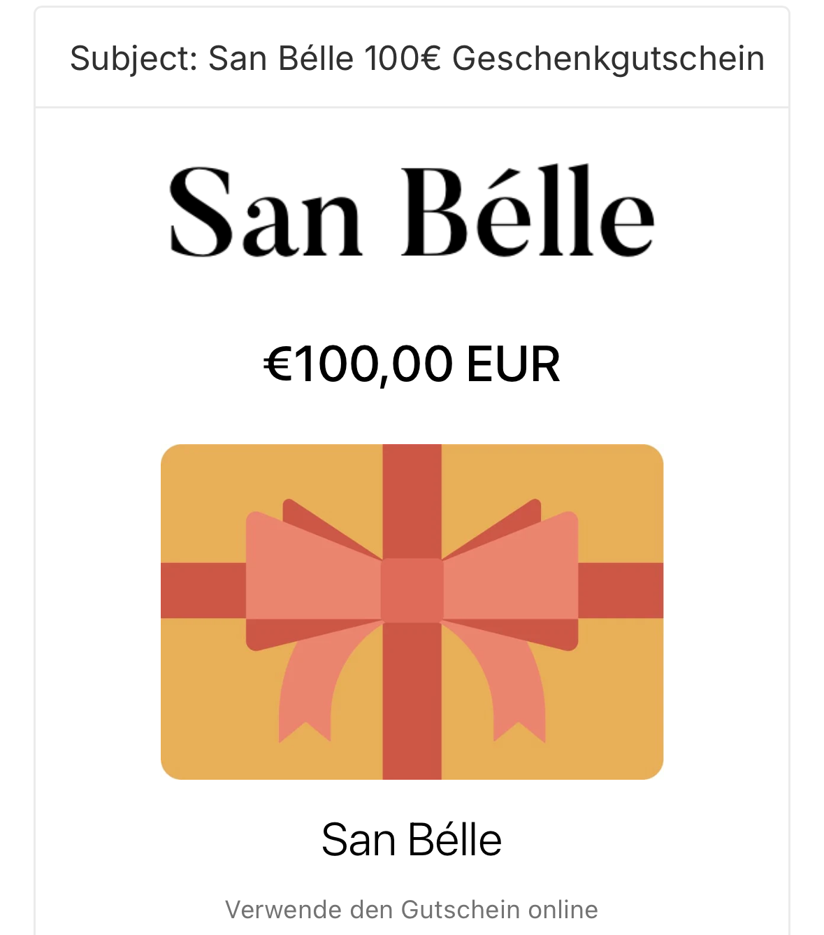 San Bélle Geschenkgutschein