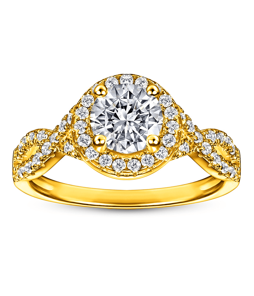 Moissanit Ring Charm - Gold