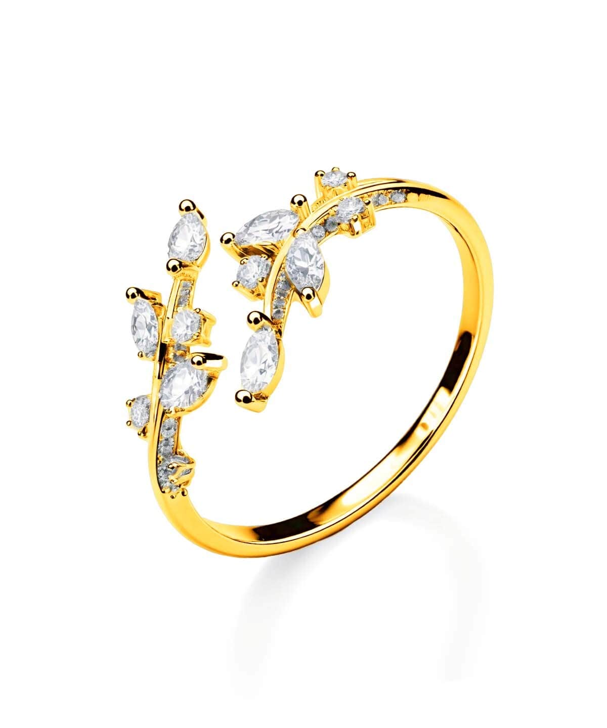 Moissanit Ring Flora - Gold