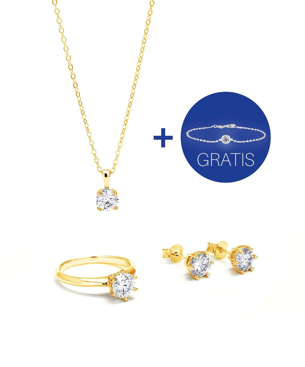 San Bélle Schmuck-Set 4 Karat Gold mit verstellbarem Ring Sofia inkl. Gratis Armband