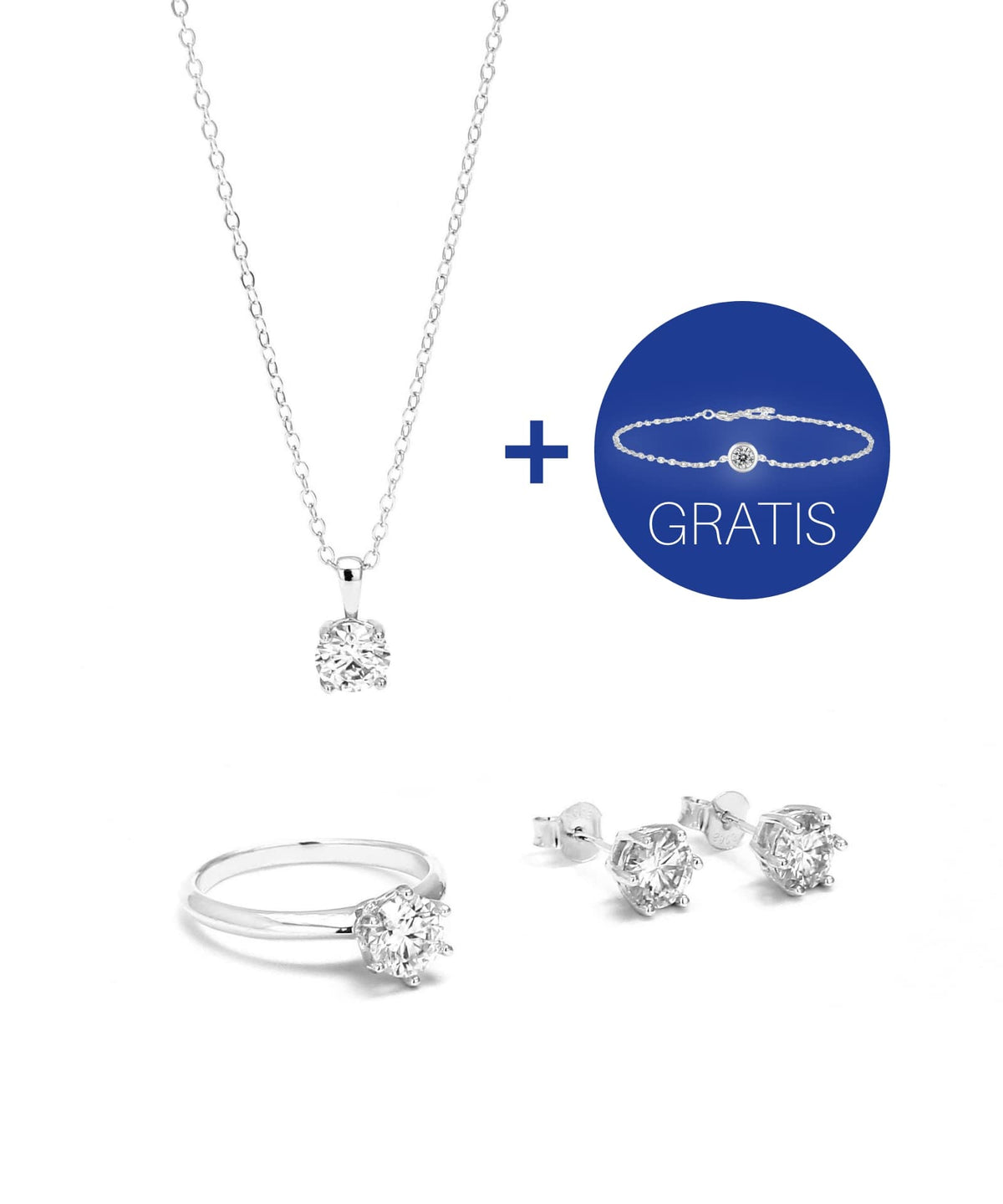 San Bélle Schmuck-Set 4 Karat mit verstellbarem Ring Sofia inkl. Gratis Armband