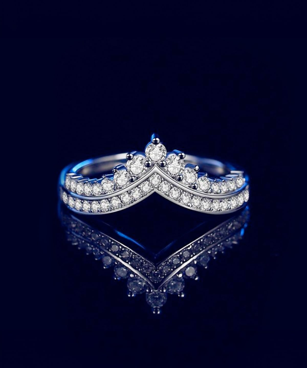 Moissanit Ring Mira (Kronenring)- Gold