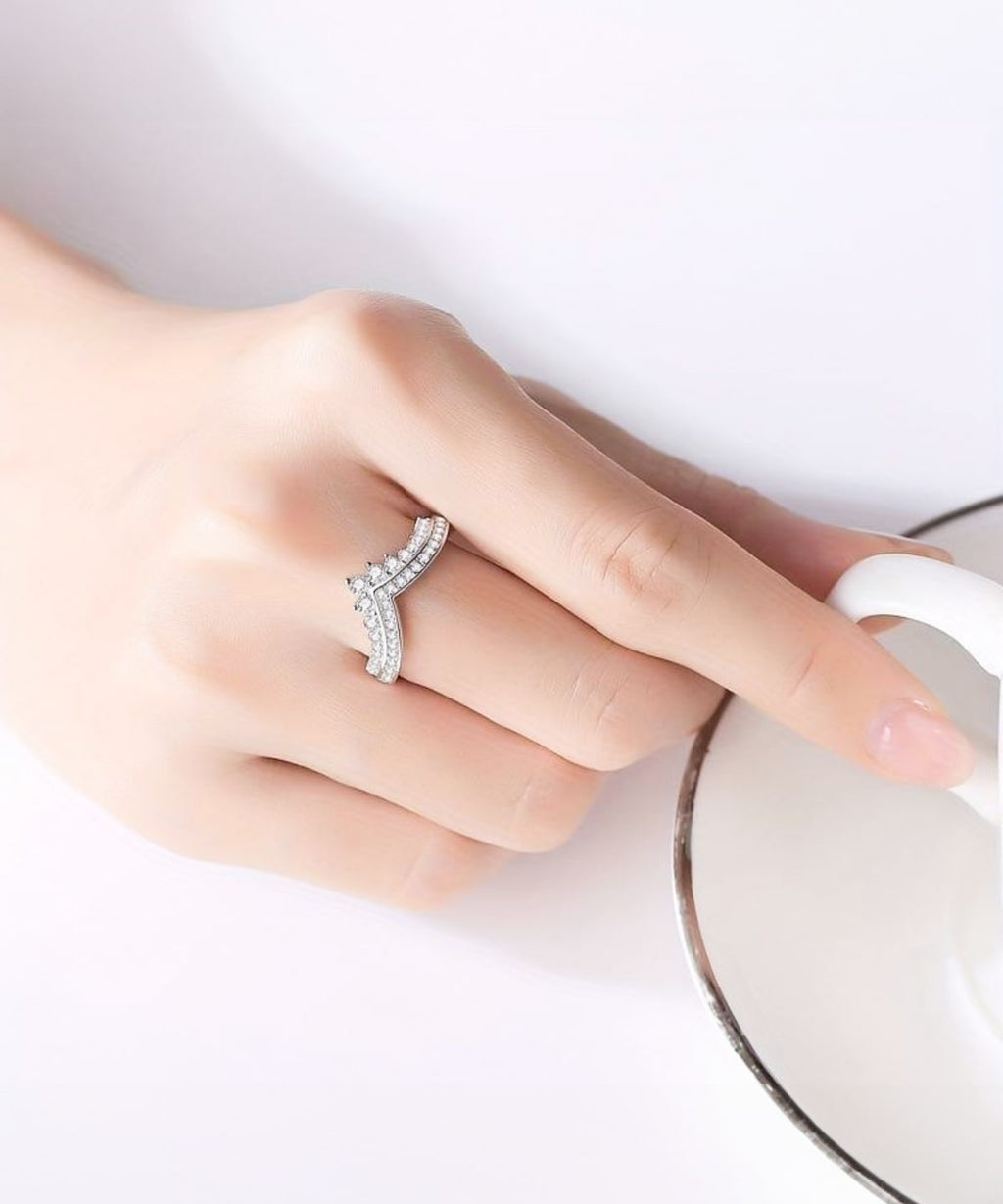 Moissanit Ring Mira (Kronenring)- Gold