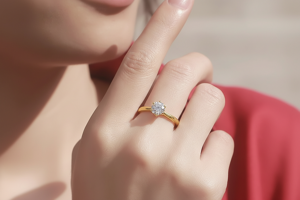 Verstellbarer Moissanit Ring Sofia Gold