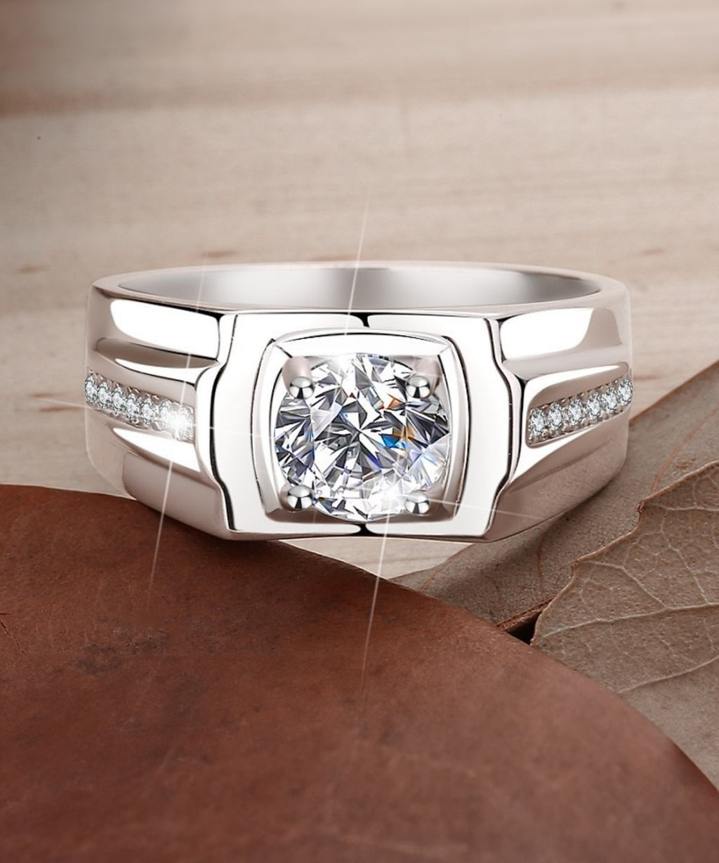 Moissanit Männer Ring Graf