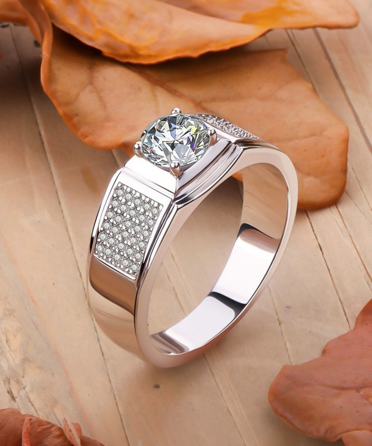 Moissanit Männer Ring Nordlicht - Gold