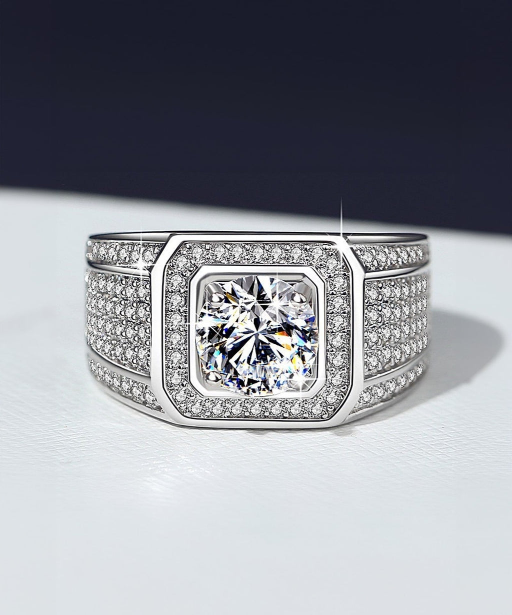 Moissanit Männer Ring Obsidian
