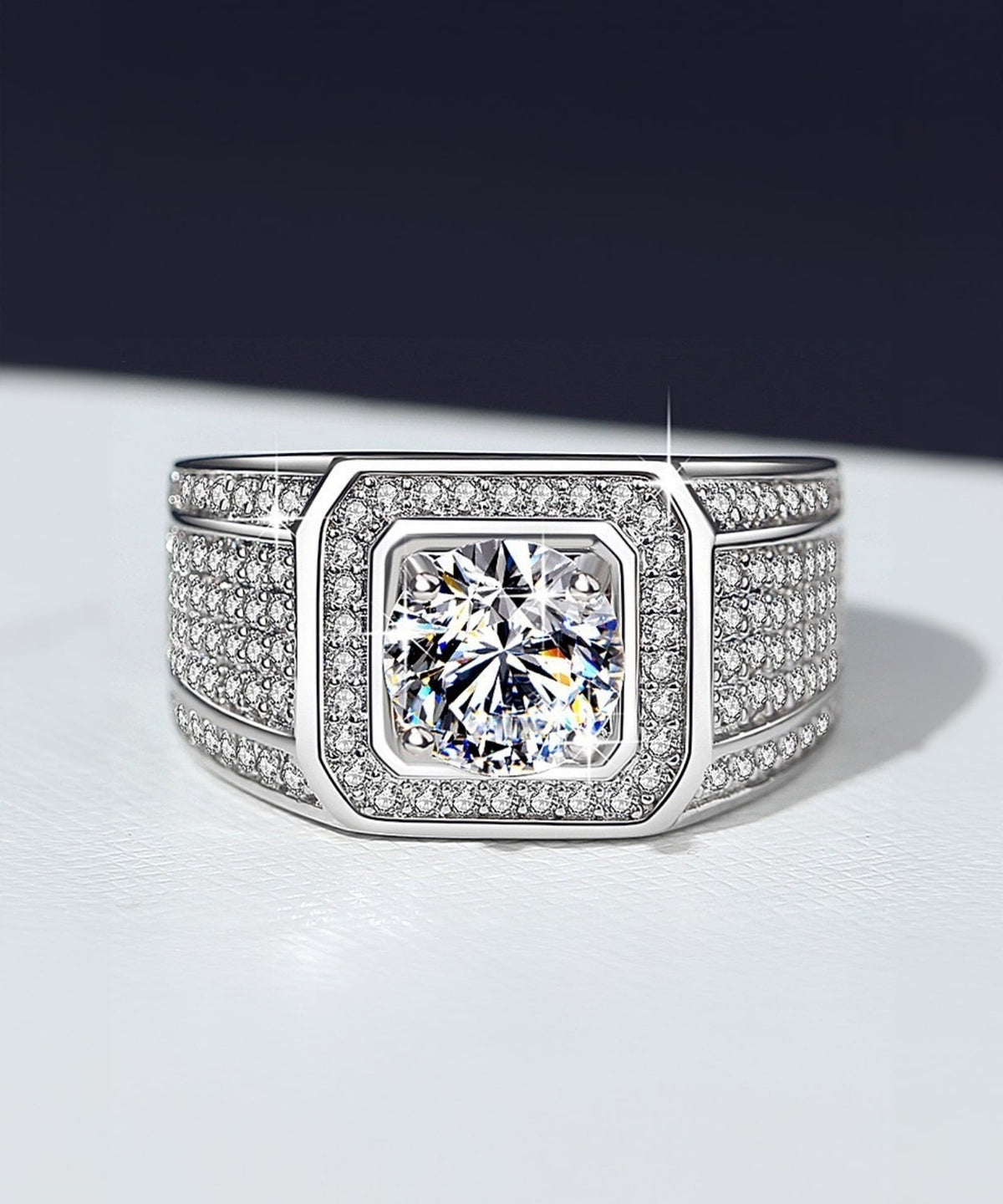 Moissanit Männer Ring Obsidian