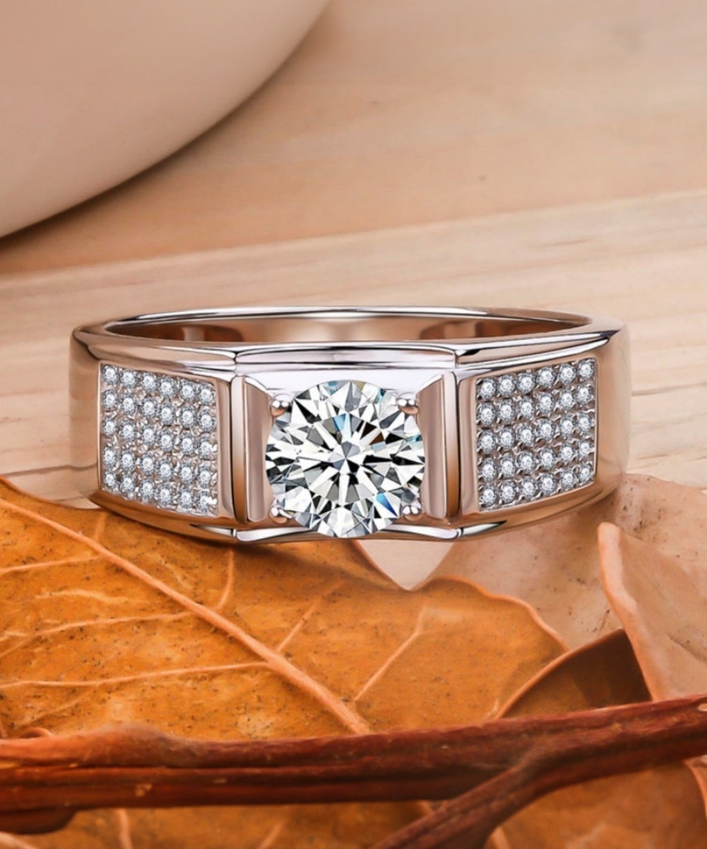 Moissanit Männer Ring Nordlicht - Gold